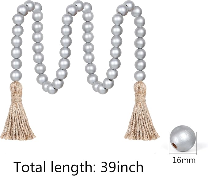 Meplait 39in Wood Bead Garland, Farmhouse Beads - Image 6