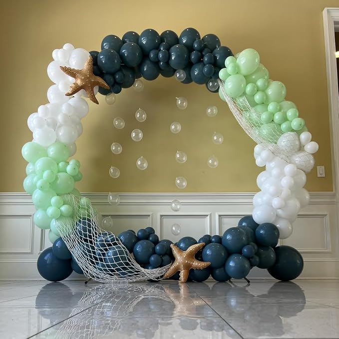 Under The Sea Balloons, Baby Light Green Sand White Latex Balloon - Image 6