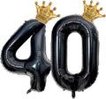Black 40 Balloon Number with Gold Crown Balloons 40 inch 40 Birthday Balloon by Unknown