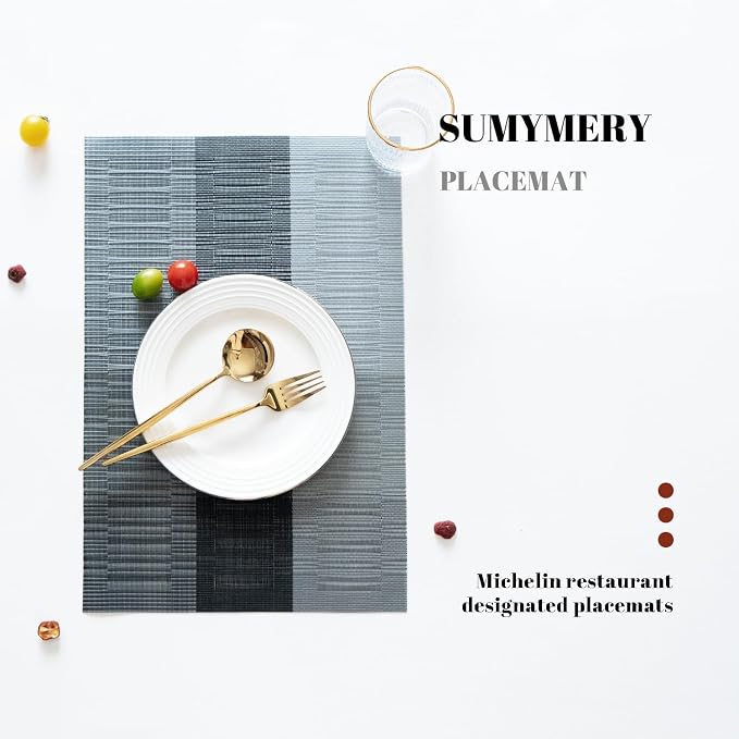 Placemats Set of 12 Vinyl/Plastic Woven Place Mats - Image 5