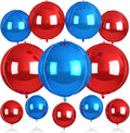 Blue and Red Round Foil Balloons, Metallic Red Blue Large Balloons by BIAPIAN