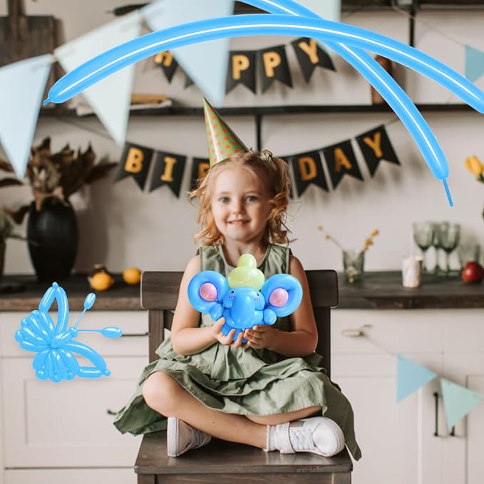 100Pcs Light Blue 260 Balloons, Long Balloon - Image 6