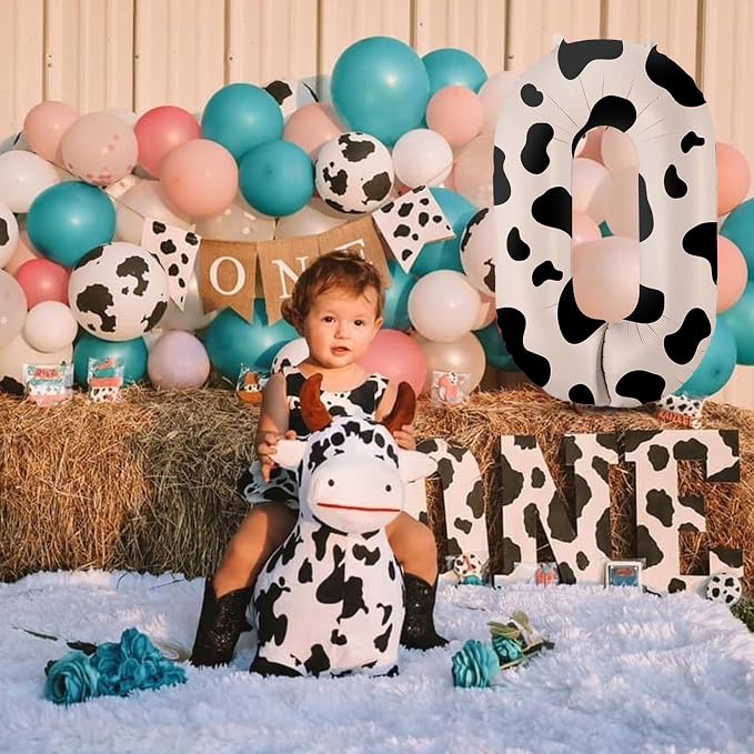 40 Inch Cow Print Balloon, Number 0 Balloons - Image 6