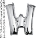 40 inch Silver Letter W Balloon, Big Size Alphabet Foil Mylar Helium Balloons by VHUWE