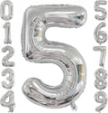 Silver 5 Balloon, 40 Inch Number 5 Balloon, 5 Birthday Balloon Decorations by BBPOOL
