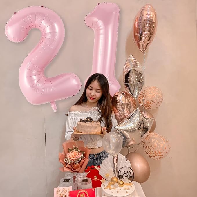 Light Pink 4 Balloon, 40 Inch Large Pastel Pink Foil Helium Number Balloons 0-9 - Image 6