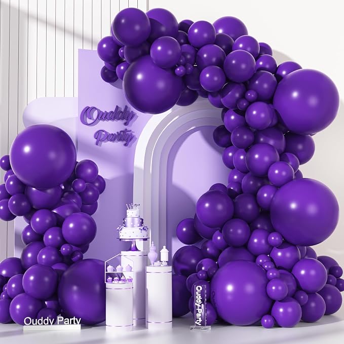 Ouddy Party 129Pcs Dark Purple Balloons Different Sizes 18 12 10 5Inch by OuddyParty