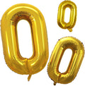 2 Pcs 42 Inch Gold Foil Balloons Number 0 by GOER
