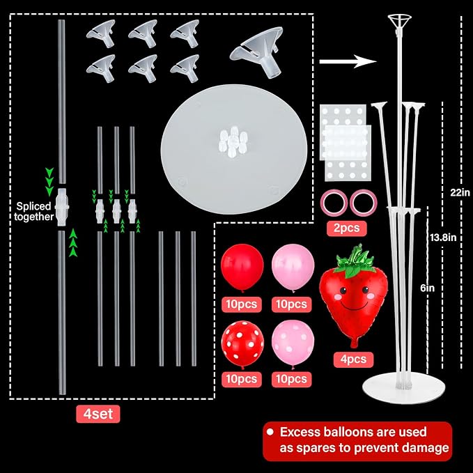 4 Sets Strawberry Party Balloons Stand Kit - Image 2