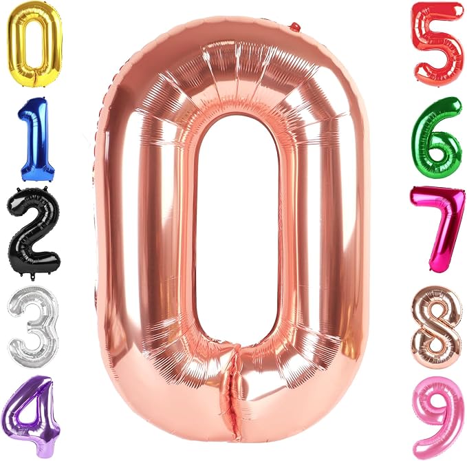 40 In Rose Gold Number 0 Balloon, 0th Birthday Party Decorations by Hadoife