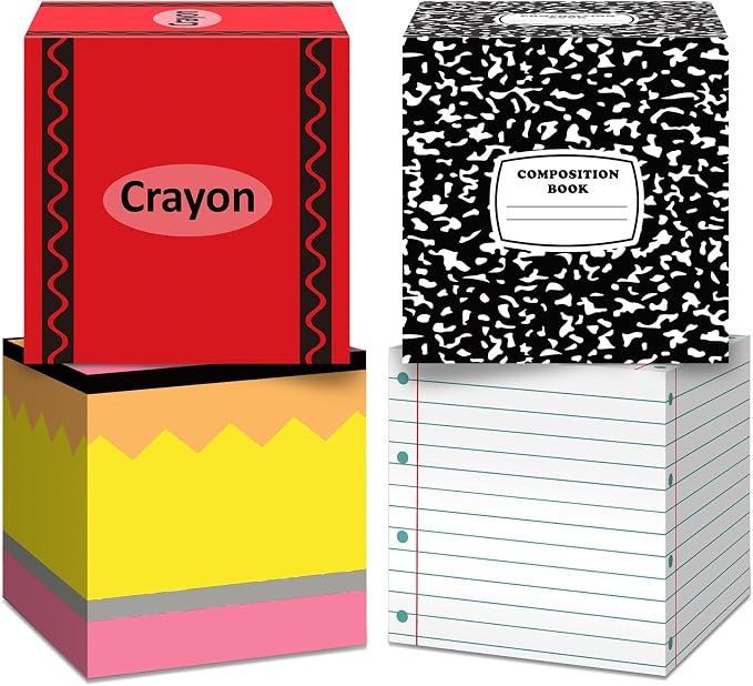 4 Pcs Back to School Balloon Box Decoration Sets Include Pencil Crayon Notebook by Denylopro