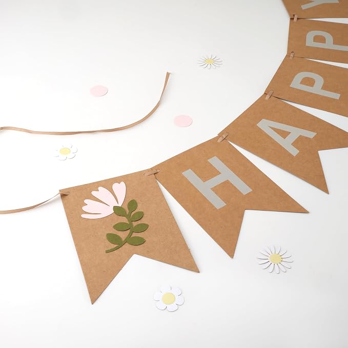 Wildflower Birthday Banner, Pre-Strung Floral Party Decorations - Image 5
