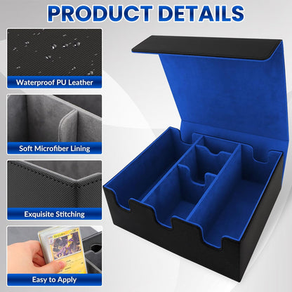 Card Storage Box for Trading Cards, Holds 5 MTG Decks Card Box or 2200+ Cards, Leather Magnetic Closure TCG Storage Box for MTG, YuGiOh, Sports Cards, with 13 Card Dividers & Dice Tray