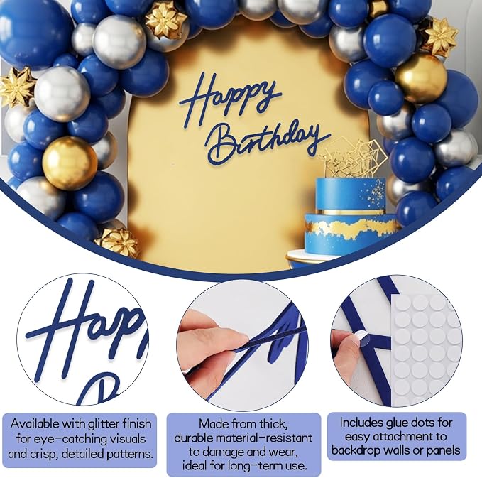 TONIFUL Happy Birthday Sign for Backdrop - Image 3