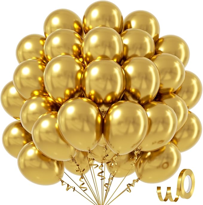 Metallic Gold Balloons 12 inch, Engagement, Birthday Party Decorations by Awenztech
