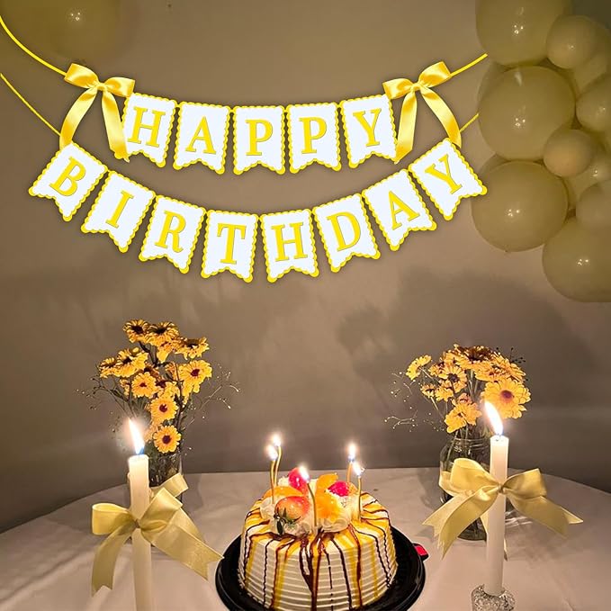 Bow Happy Birthday Banner for Bow Birthday Decorations Bows Garland for Women - Image 4