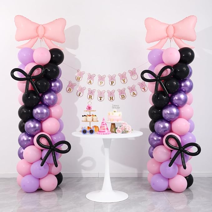 Pink and Purple Black Balloon Column Stand Arch Kit Set of 2 - Image 2