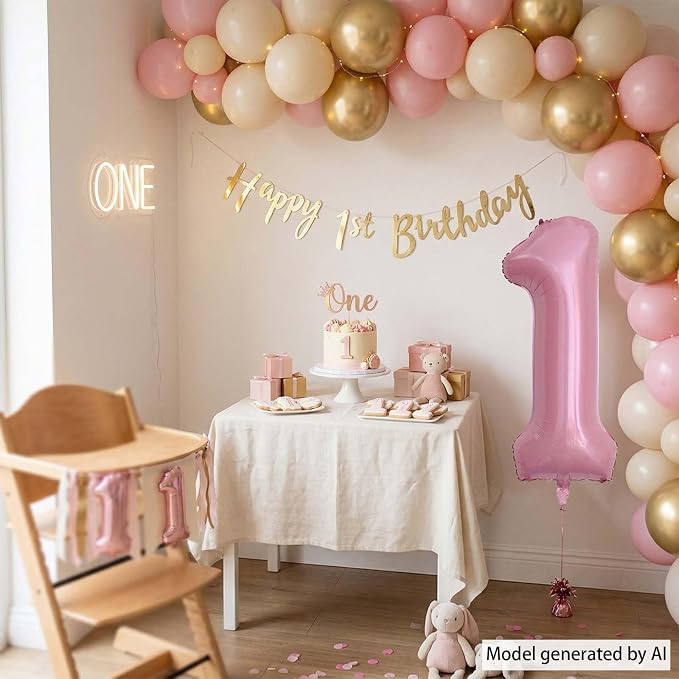 Pearlescent Pink Number 1 Balloon 40 Inch, Shiny Foil - Image 6