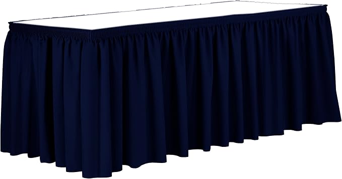 Ultimate Textile Pleat Polyester Fabric Table Skirt - Machine Washable Flame Resistant with Clips for Events, Weddings & Trade Shows, Cut & Sewn in Paterson, NJ - Deep Royal, 7' Shirred Pleat