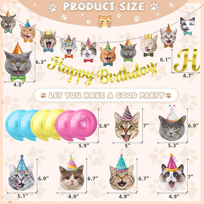 Cat Theme Birthday Party Decorations, Cat Birthday Decoration Happy Birthdays - Image 3