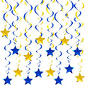 Blue Gold Star Hanging Swirl Decorations Ceiling Swirl Foil Decoration Hanging by Unknown