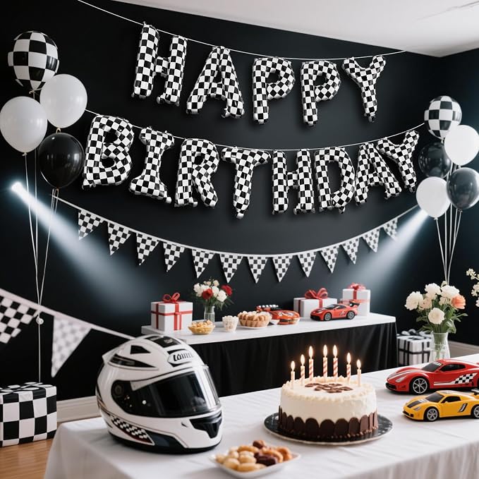 CANREVEL Happy Birthday Banner Decorations + Sign Balloons, - Image 4