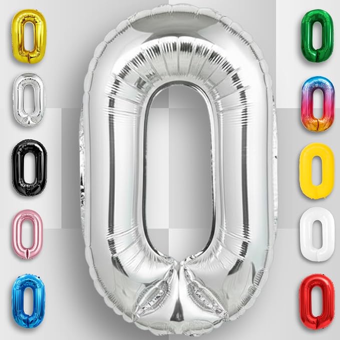 Silver Number Balloon 0 Mylar Foil Balloons 32 inch - Image 4
