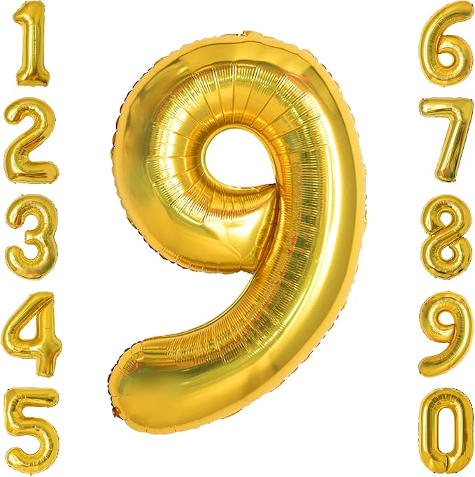 Gold Number 9 Balloon 40 Inch, Shiny Gold Foil Decor by Unknown