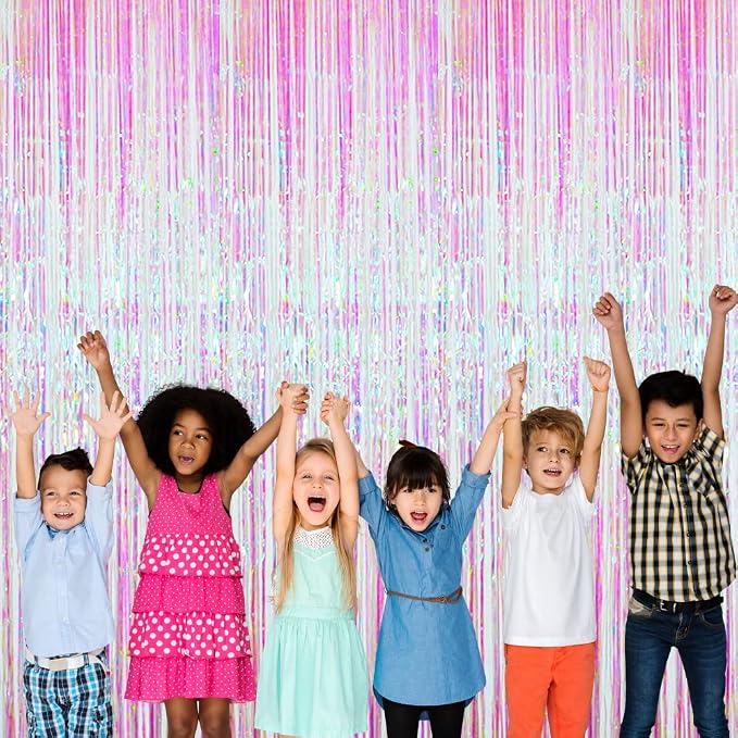 GOER 3.2 ft x 9.8 ft Metallic Tinsel Foil Fringe Curtains Party Photo Backdrop - Image 4