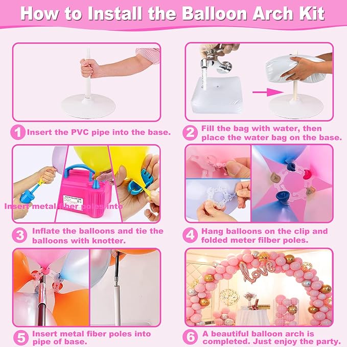 Balloon Arch Kit and Balloon Pump, 9Ft Tall & 10Ft Wide Adjustable Balloon Arch - Image 4
