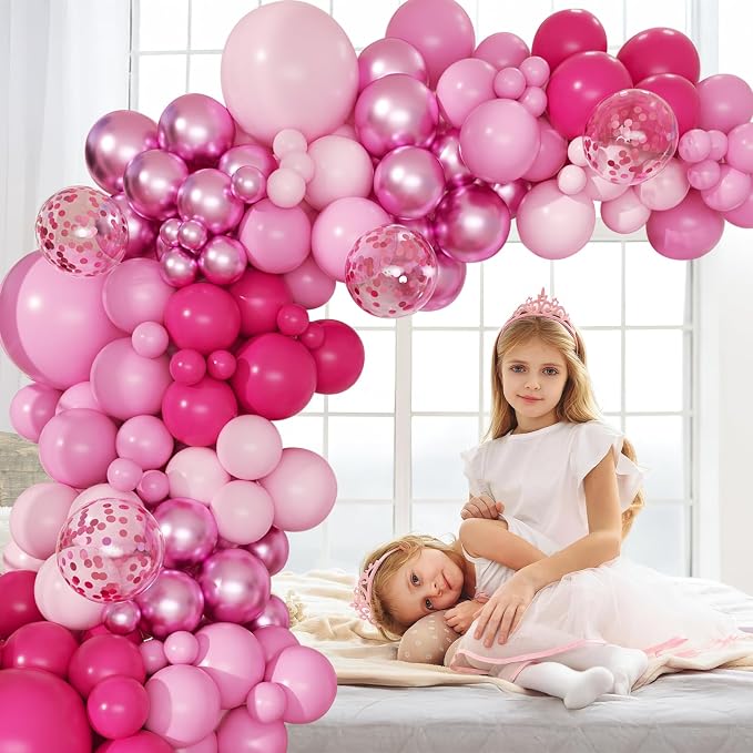 168pcs Hot Pink Balloon Garland Arch Kit Different Sizes | 18 12 10 5 inch - Image 5