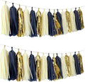 15 PCS Navy Blue Gold Mylar Tassels Garland Tissue Paper Tassels Banner DIY Kit by Autupy