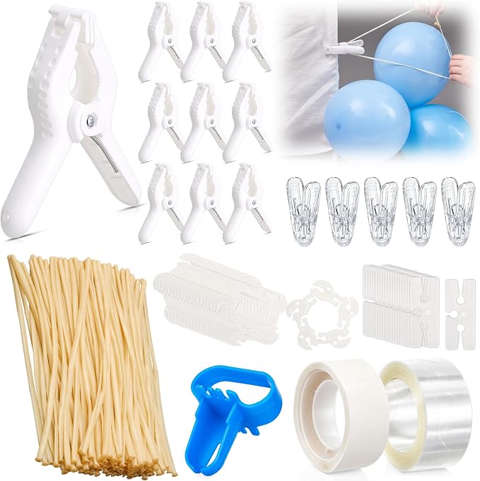 108 Pcs Balloon Arch Kit, 10 White 4 Inch Clips, 50 White 260 Balloons | by Unknown