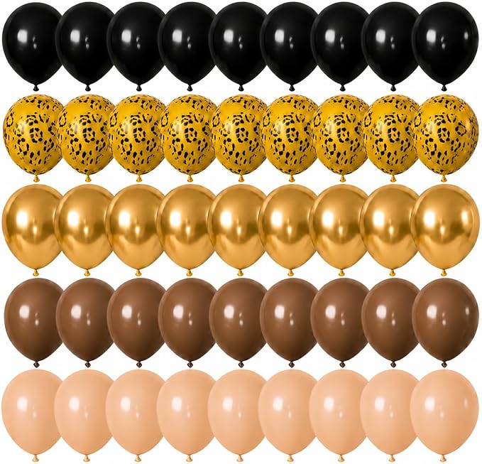 Cheetah Print Balloon, 12 Inch Black Brown and Leopard Gold Confetti Balloon - Image 8