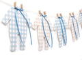 Blue and Cream Baby Onesie Garland – 8 PCS Big Size Baby Shower Banner by LINLULU