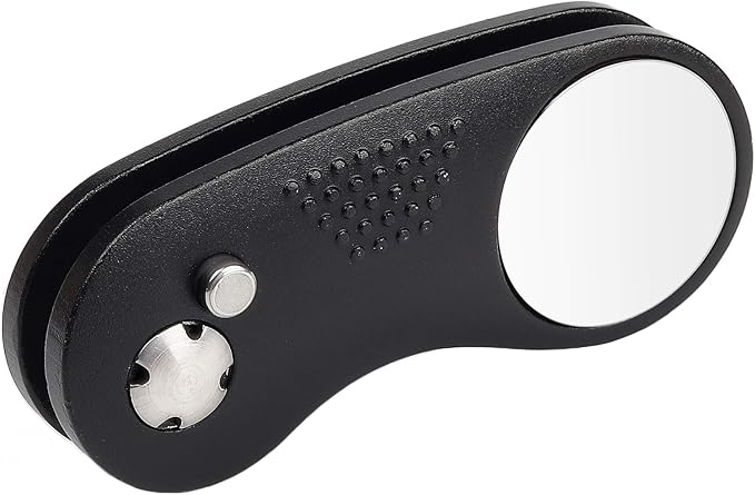 Mile High Life Microfiber Waffle Pattern Golf Towel | Club Groove Cleaner Brush | Foldable Divot Tool with Magnetic Ball Marker (Black w/red Towel/Brush/Curve Divot)