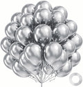 FOTIOMRG Metallic Silver Balloons 12 inch, 100 Pack Chrome Silver Latex Balloons by FOTIOMRG