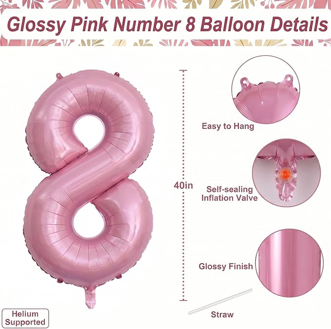 Pearlescent Pink Number 18 Balloon 40 Inch, Shiny Foil - Image 4