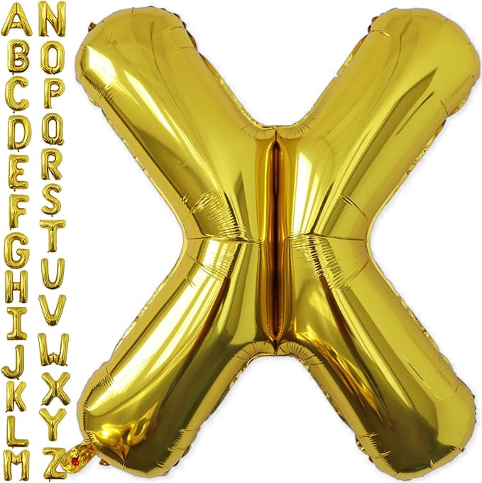 VHUWE 40 inch Gold Letter X Balloon, Big Size Alphabet Foil Mylar Helium by VHUWE