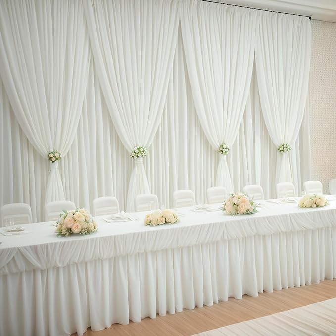 10×14ft Wrinkle Free Ivory Backdrop Curtain, Soft Silky Easy to Drape Cream - Image 7