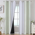 Sage and Greyish White Room Darkening Blackout Curtains 84 Inch Length 2 Panels by ESTELARTEXTILER