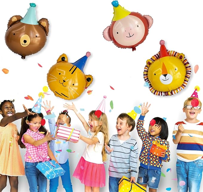 Animal Head Foil Balloon Kit, Lion Bear Monkey Cat foil balloon, Birthday Party - Image 6