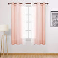 DWCN Blush Pink Faux Linen Ombre Sheer Curtains by DWCN