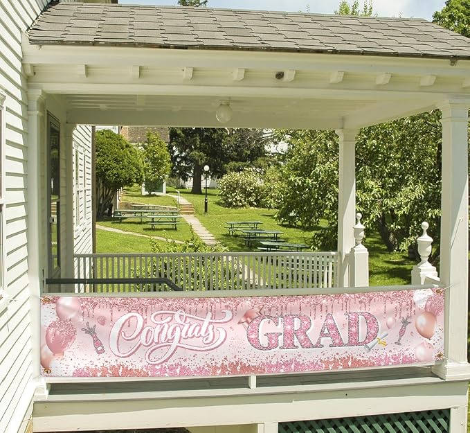 Pink Graduation Party Decorations Class of 2026 Banner Congrats Grad Rose Gold - Image 7
