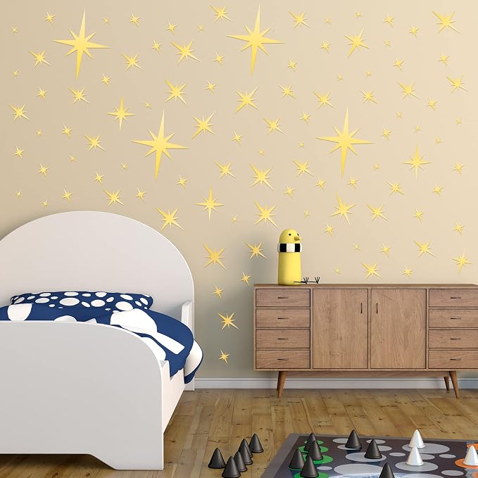Zonon 82 Pieces Mirror Wall Stickers Star Wall Decals Decor Removable 3D - Image 4