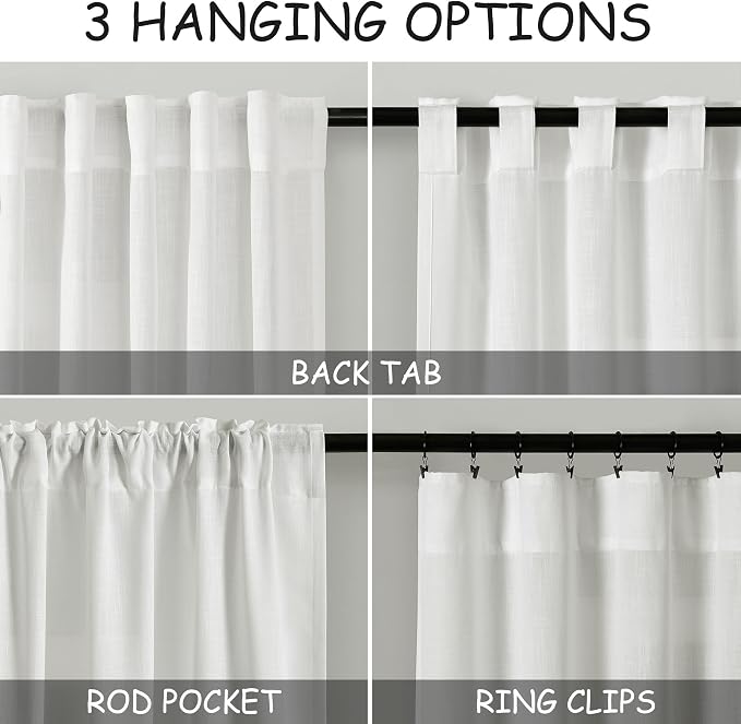 Off White Semi Sheer Linen Curtains 78 inch Length - Image 3