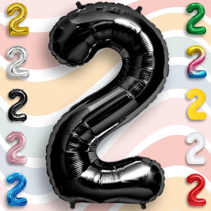 Black Number Balloon 2 Mylar Foil Balloons 16 inch Small - Image 3