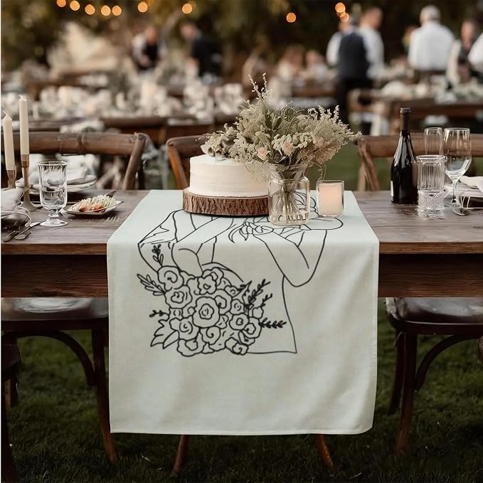 Modern Wedding Announcement Linen Tapestry Banner, Personalized Couple Names - Image 6