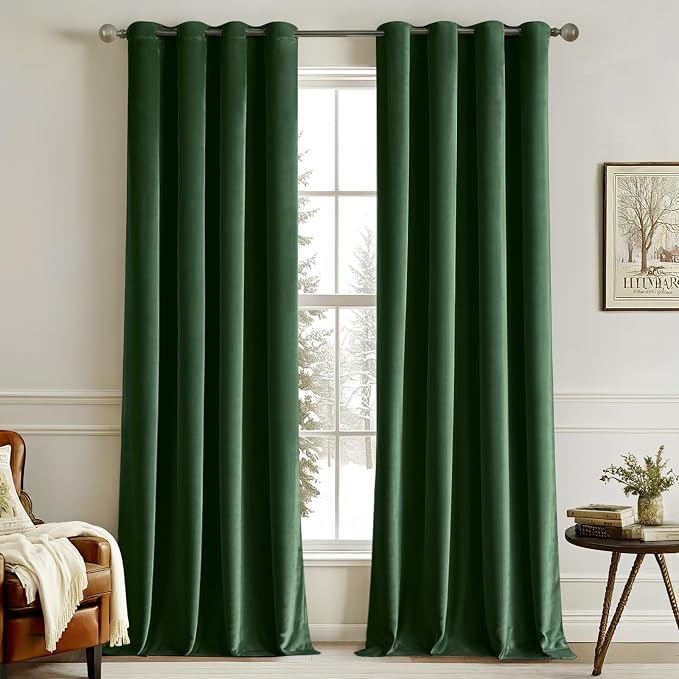 MIULEE Velvet Curtains Christmas Emerald Green 52 x 72 Inch Length Set of 2 | by MIULEE