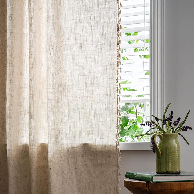 Sutuo Home Boho Curtain for Farmhouse Bedroom, Natural Linen Look Textured - Image 7